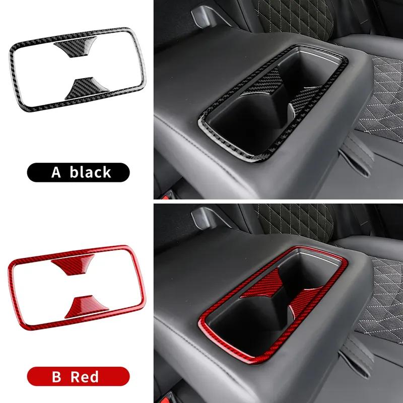 LHD RHD Car Front Rear Drain Cup Holder Real Soft Carbon Fiber Sticker For Toyota RAV4 XA50      2024 2025