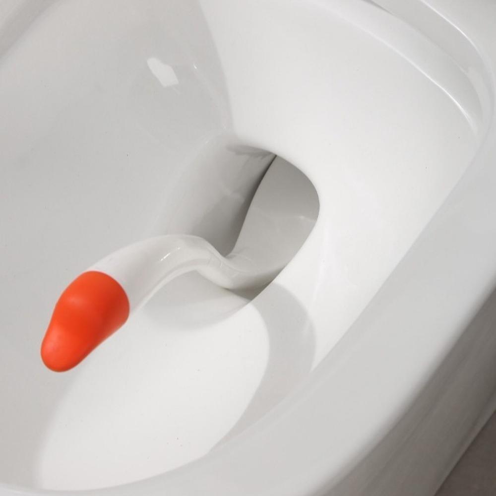 Tvar Labutě Dlouhá Rukojeť WC Štětka Hustá Štětinová Hlavice Plastové WC Zvlášťadlo Domácí Kreslený Držák na WC Štětku Koupelna