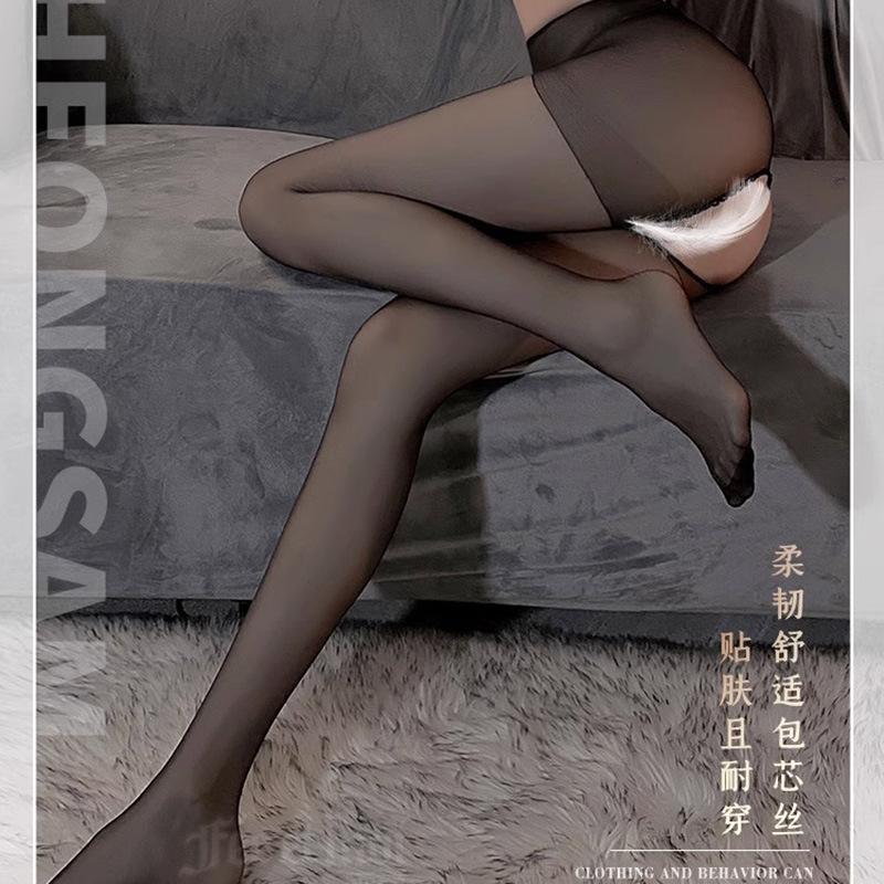OD black silk first-line gear sex fun spring and summer ultra-thin pure desire high transparency sexy open gear no-wear stockings and stockings
