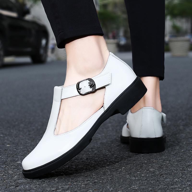 Fashion Plus Size 39-48 Men's Genuine Leather T-strap Mary Jane Flats High Quality Round Toe Soft Comfortable Daily Shoes for Woman