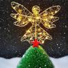 Angel Tree Topper LED Gold Angel Christmas Tree Decorations Battery Operated Party Decorations for Indoor Outdoor Living Room