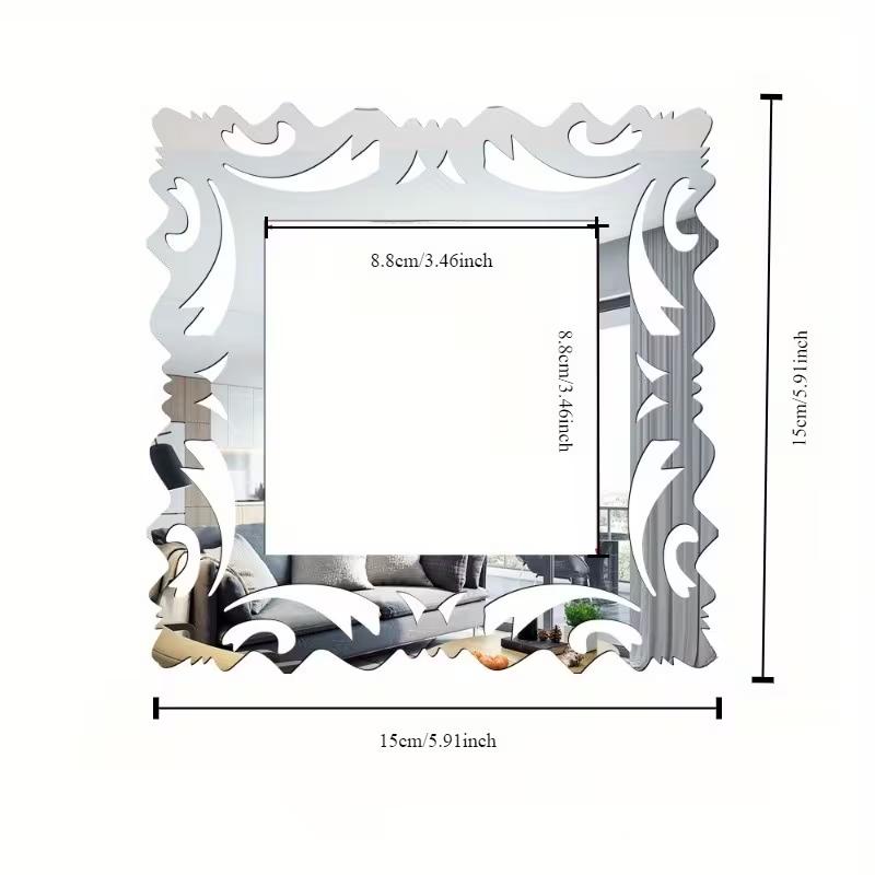 

4/8pcs 3D Mirror Wall Sticker Self-Adhesive Light Switch Cover Stickers on The Wall Home Room Decoration Frame Shape 4pcs срібний