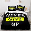 Never Give Up Theme Comforter Cover Kit White Cloud Pattern Style King Dimension Queen Dimension Size Comforter Cover Polyester Quilt Cover for Kids