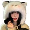 Japanese Cute Blush Fox Plush Hat for Women In Autumn and Winter Thickened Warm Ear Protection Lei Feng Hat Cycling Ski Hat Trendy