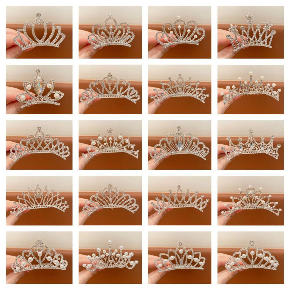 Pearl Rhinestone Crown Hair Comb Flower Crystal Hairpins Gifts Children Tiara Headband  Wedding