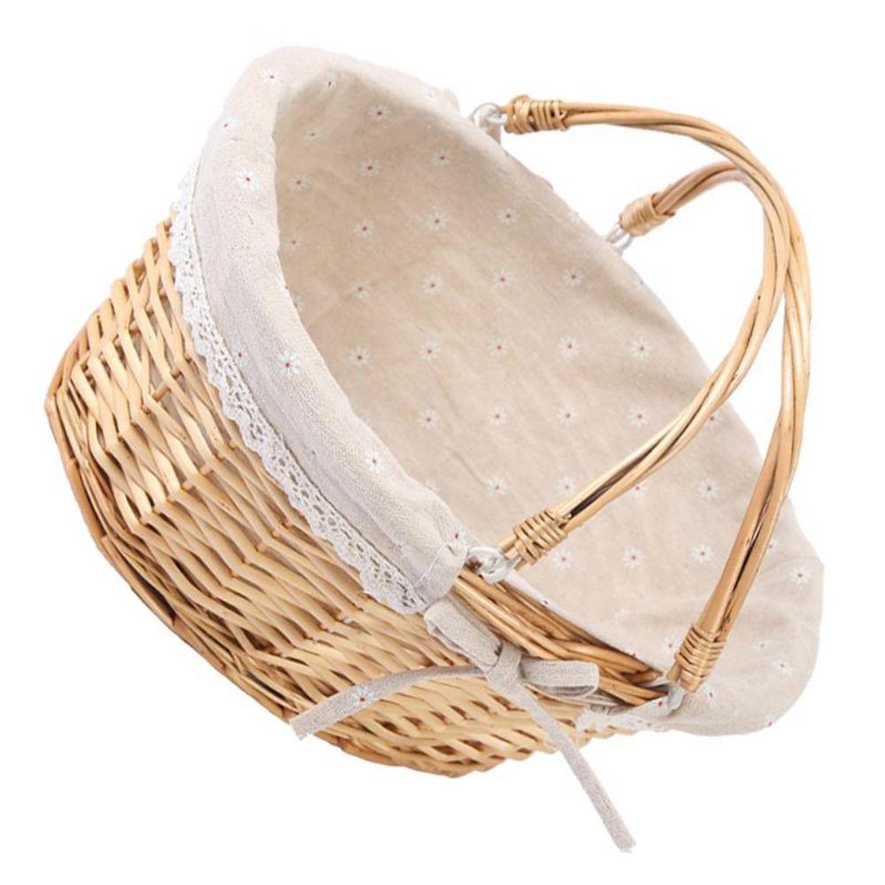 Removable Oval Handwoven Toys Sundries Storage Basket Fruit Basket Picnic Basket Vegetable Basket