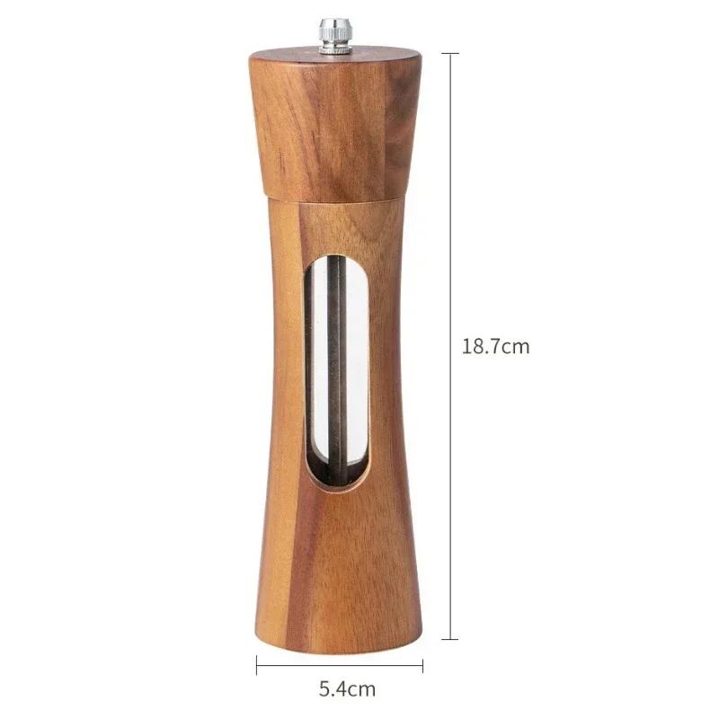 Wooden Manual Pepper Grinder Adjustable Coarseness Spice Salt Grinder Sturdy Salt Pepper Mill with Ceramic Grinding Cores