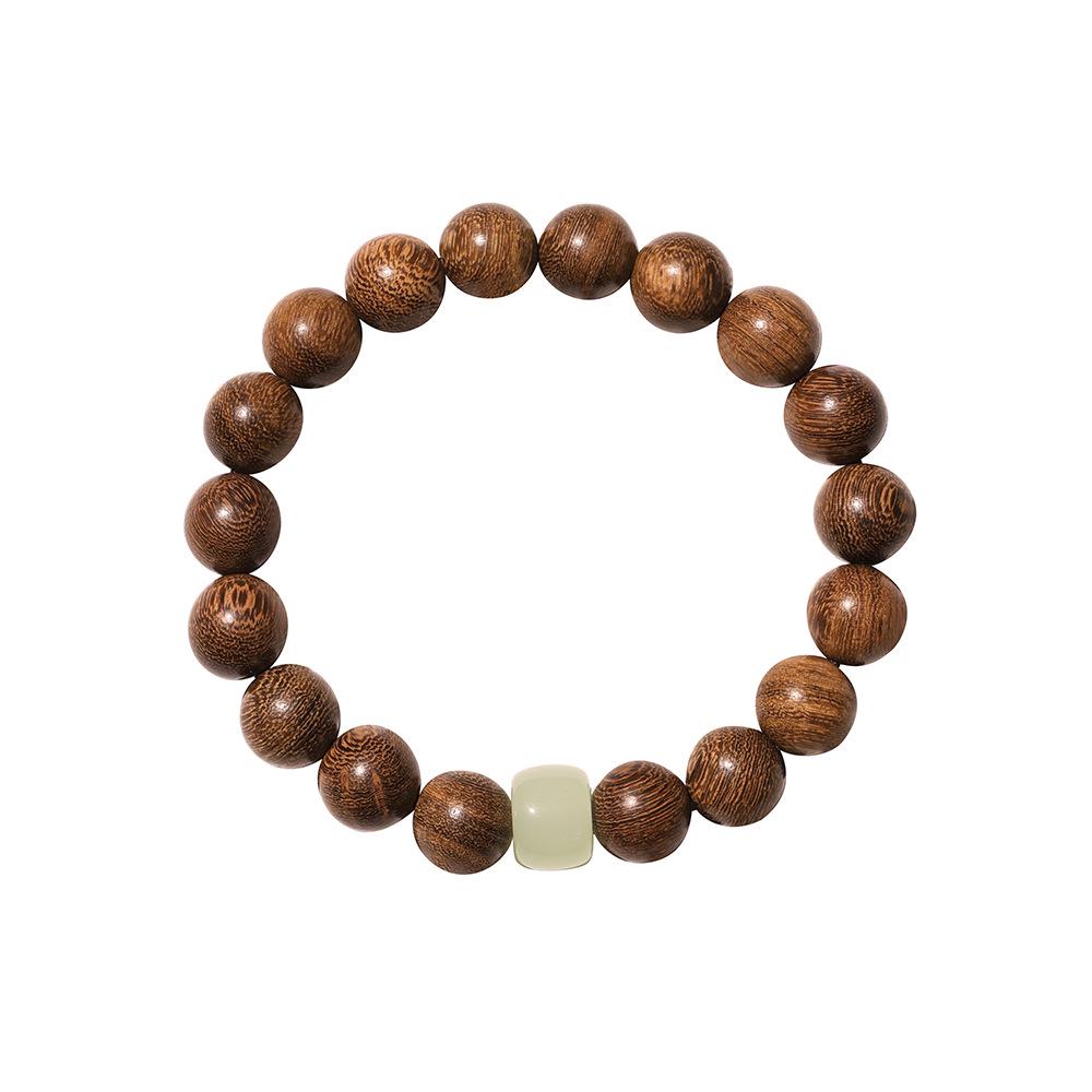 Golden Sandalwood Buddhist Prayer Beads Bracelet - Retro Wooden Rosary for Men & Women