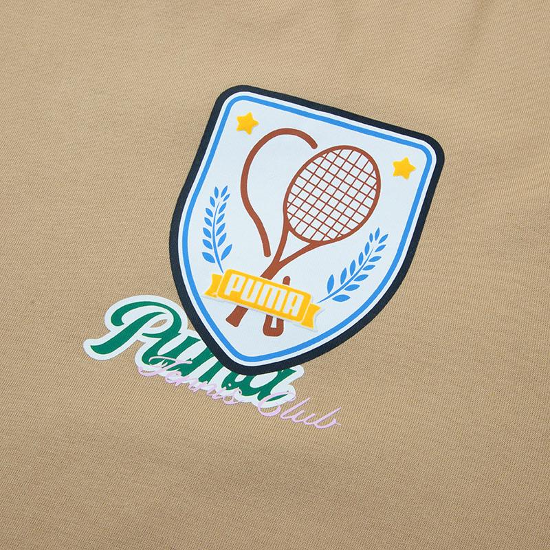 Puma Letter Logo Print Loose Round Neck Short Sleeve T-Shirt Unisex Tops Brown 625805-83