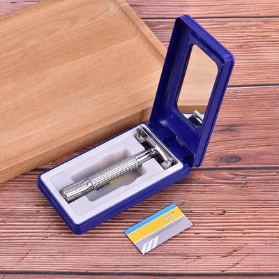 Men's Traditional Double Edge Stainless Steel Razor Double Edge Blade Safety Shaver Handle Holder Blade Mirror