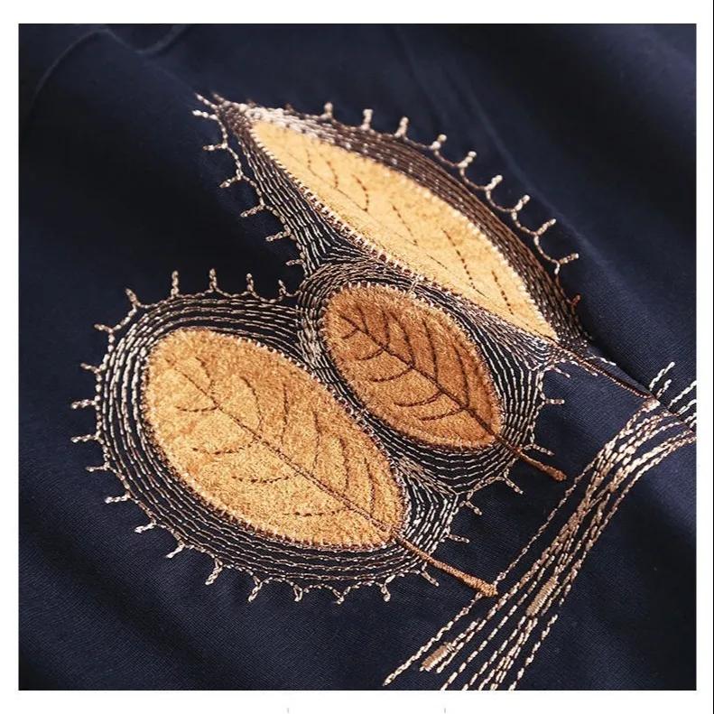 Women's Summer Loose Short-sleeved T-shirt Temperament Embroidery Round Neck Blouse