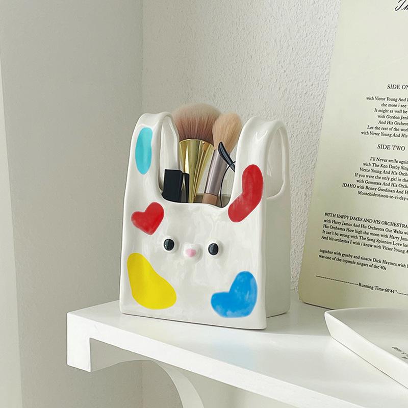 Creative Handbag Ceramic Vase Home Decor for Living Room Bedroom Entryway Handcrafted Artwork