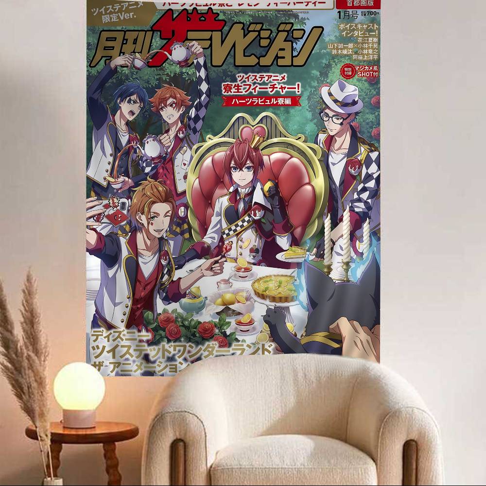 Anime Game Twisted Wonderland Printed Large Wall Tapestry Art Science Fiction Room Home Decor Decor Blanket