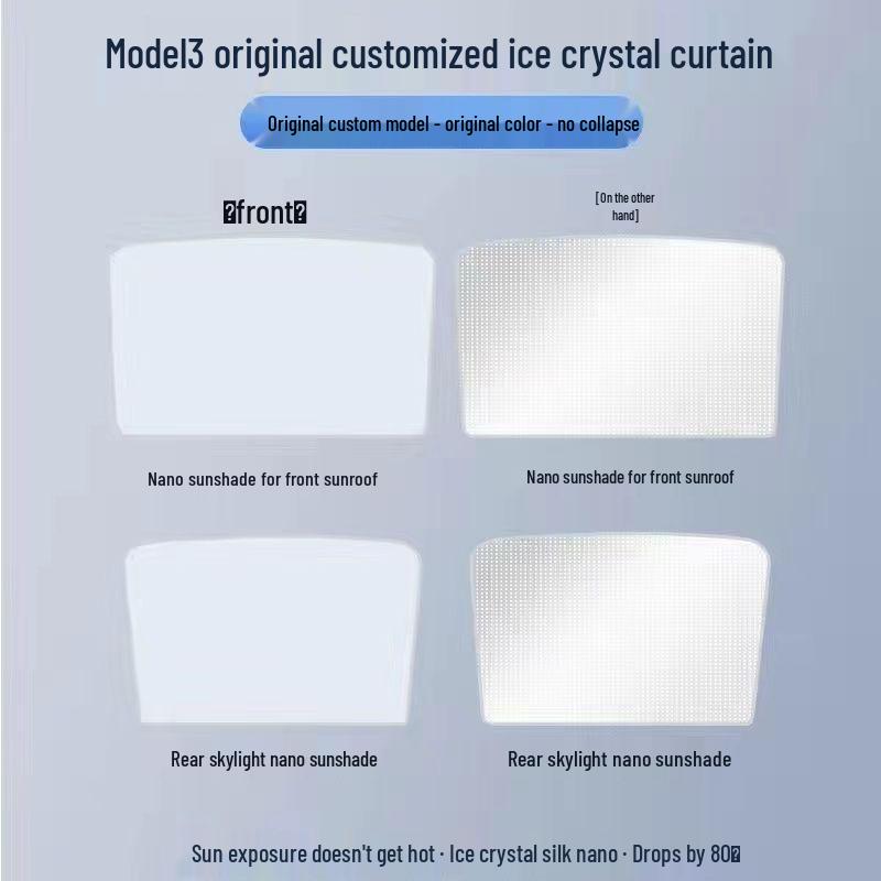 Tesla Model 3/Y Ice Crystal Sunroof Sunshade - Heat Insulation & Folding Protection