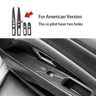 Carbon Fiber Window Lift Switch Panel Cover Door Armrest Trim For Hyundai Elantra CN7-N Line LHD with Button Passenger Side