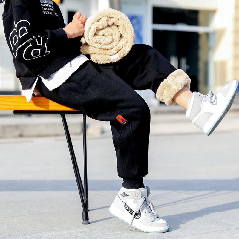 Boys  Thickened Fleece-Lined Winter Sweatpants 110