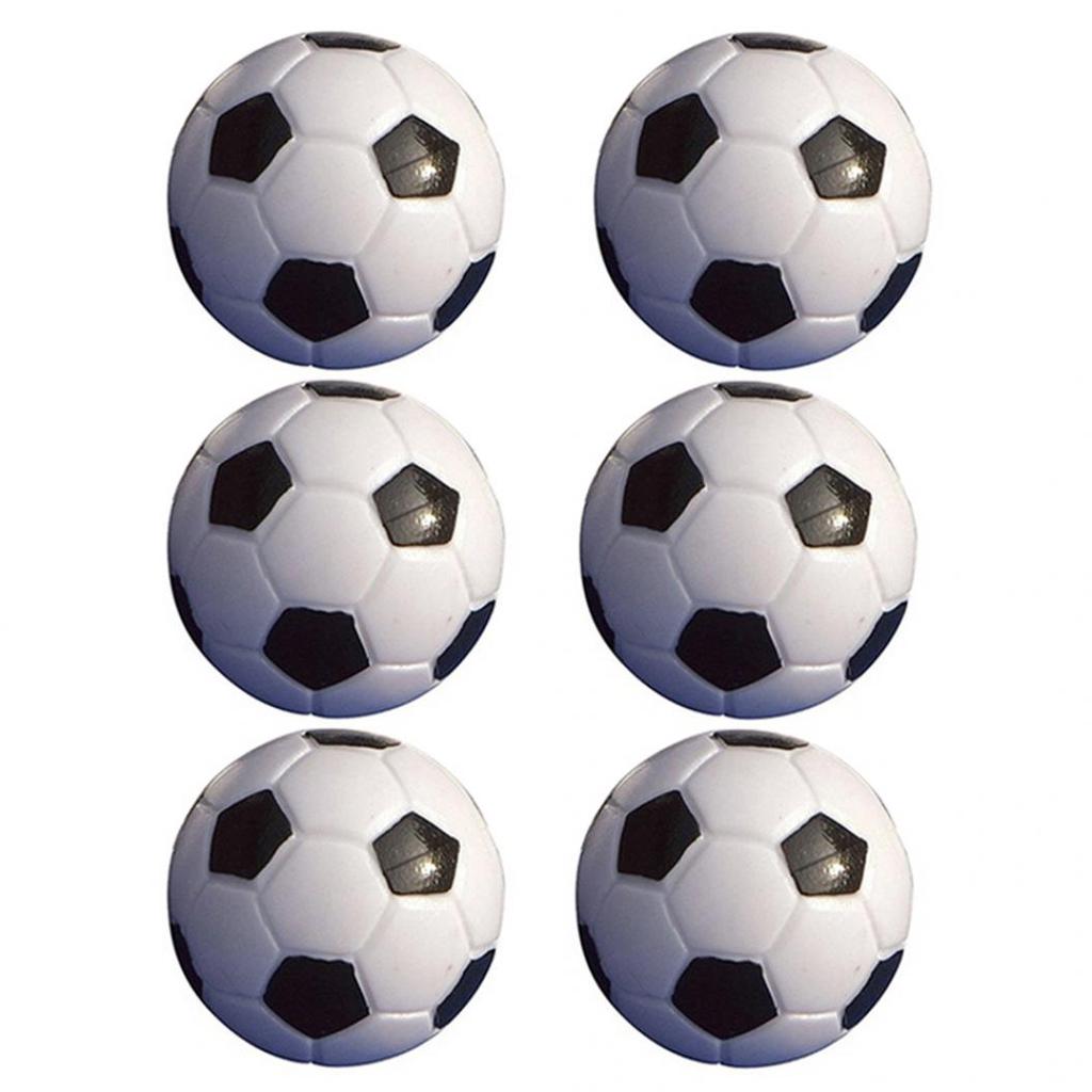 6Pcs 32mm Mini Black + White Plastic Table Football Balls Games Toy Accessories