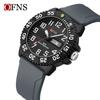 OFNS Men's Trendy Silicone Quartz Watch with Double Calendar