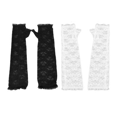 2 Paar Damen Halbfinger Sonnenschutz Ärmel Spitze Atmungsaktiv Hautfreundlich UV-Ärmel für Partys