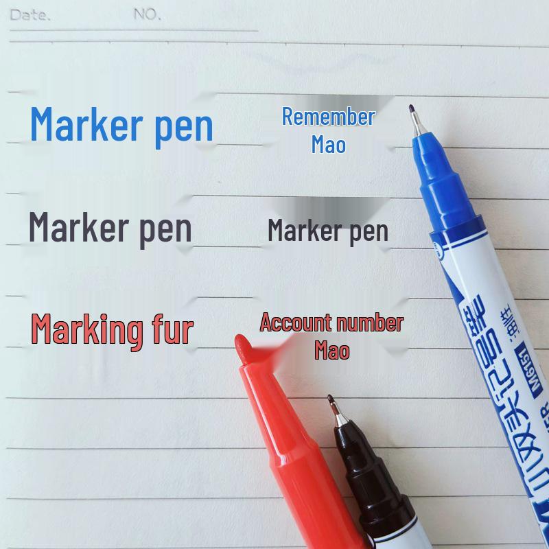 12-Piece Set: Small Double-Ended Oil-Based Marker Pens in Black, Red, and Blue for Student Art and Marking