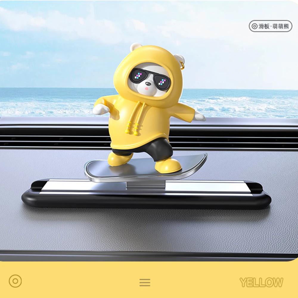 Upgraded Parking Number Plates Car Center Console Ornaments Mini Sliding Bear Car Decoration Interior Car Accessories