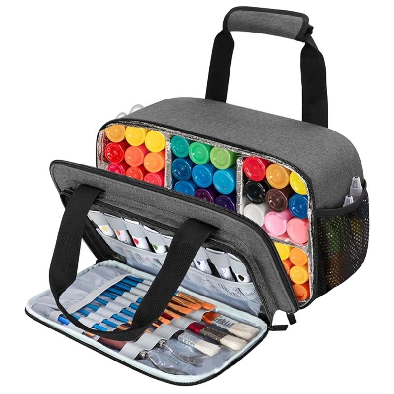 Farbenaufbewahrungskoffer Acrylfarben-Tragetasche für bis zu 50 Flaschen Aquarellfarben-Tragetasche Künstler-Kunstbedarfs-Organizer