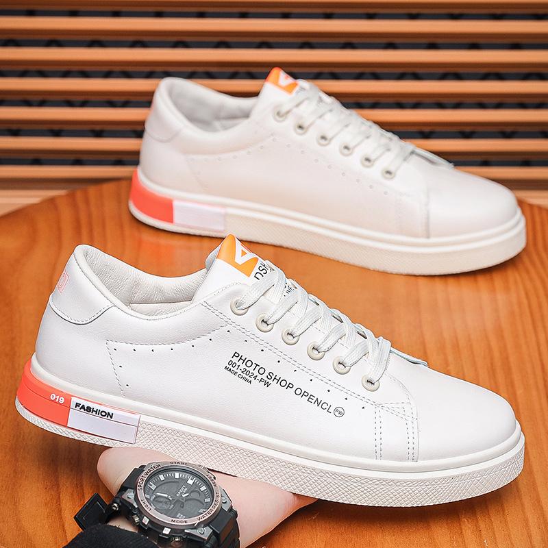 Men's shoes spring trendy shoes fashionable and versatile white shoes Korean casual shoes waterproof soft sole student sports shoes skateboard shoes
