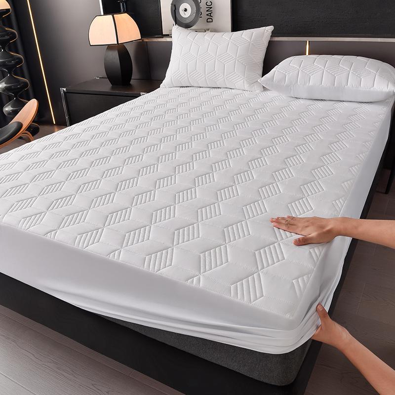 1 szt. Wodoodporny Pokrowiec na Materac Jednolity Kolor Pikowany Geometryczny Wzór Gruby Trwały Materiał do Domu i Akademika, Gładka Tekstura