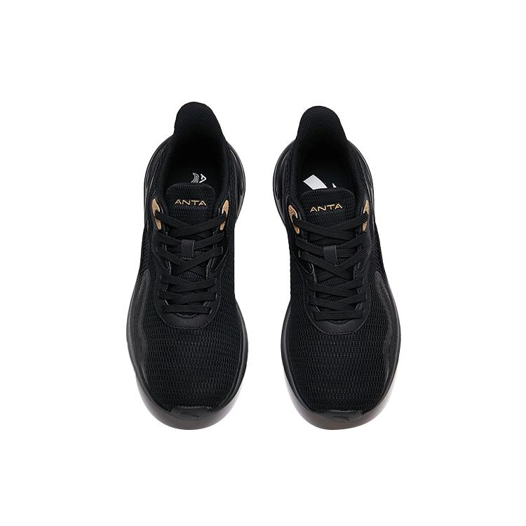 Anta Mesh, Synthetic Leather Cushioning Slip Resistant Abrasion Resistant Low top Running Shoes Men's Black 112045574-2
