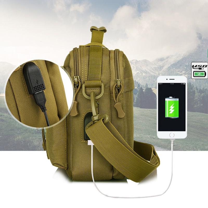 Multi-functional Outdoor Tactical Backpack Fanny USB Charging Messenger Bag One Shoulder Bag Camping Crossbody Bag