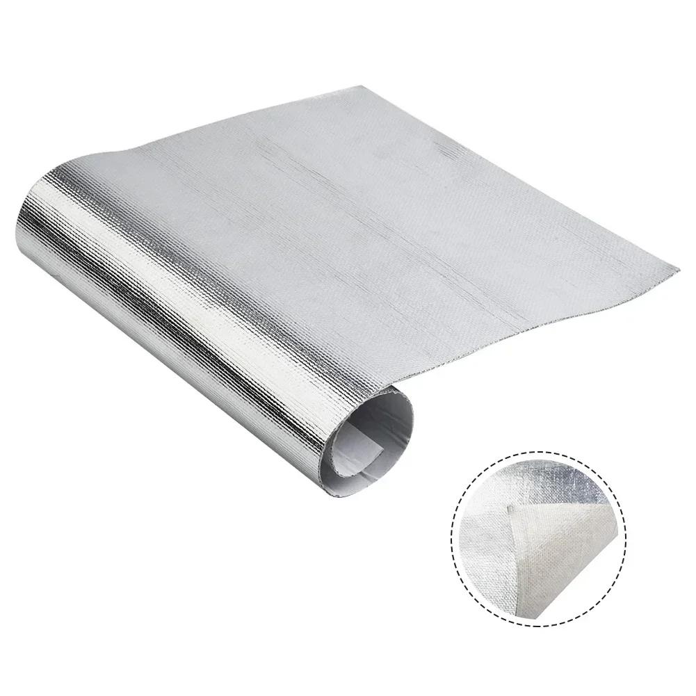 25*50cm Car Heat Protection Foil Film High Temperature Resistant Fiberglass Aluminum Foil Tape Cloth Self Adhesive Mat