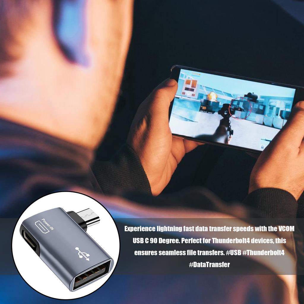 2-in-1 Power-in o USB to USB OTG Cable Adapter 90 Degree Right/Left Angled Host Converters for Keyboards