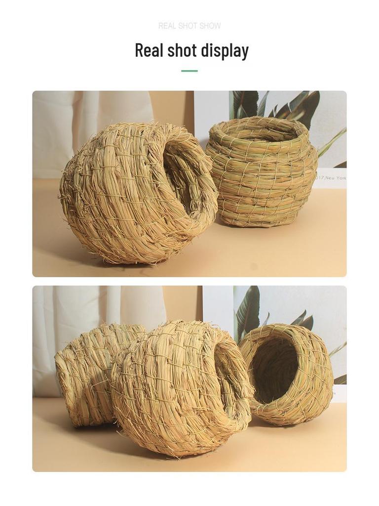 Cockatiel Egg-Laying Nest: Handwoven Tiger Grass Insulated Bird Nest for Warmth and Comfort