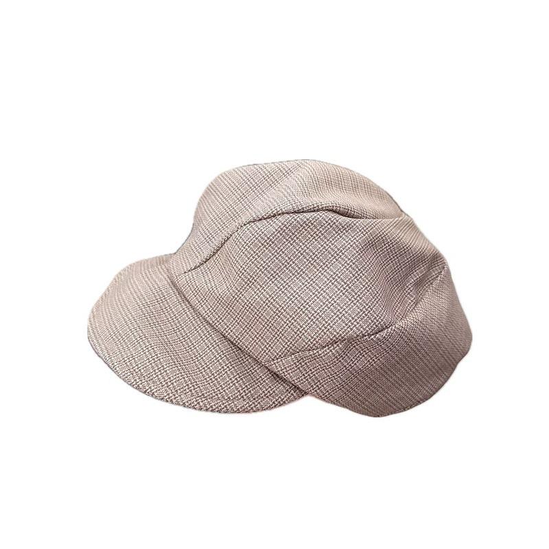 25 Early autumn new small plaid literary and retro octagonal hat women's pleated plaid large version newsboy hat