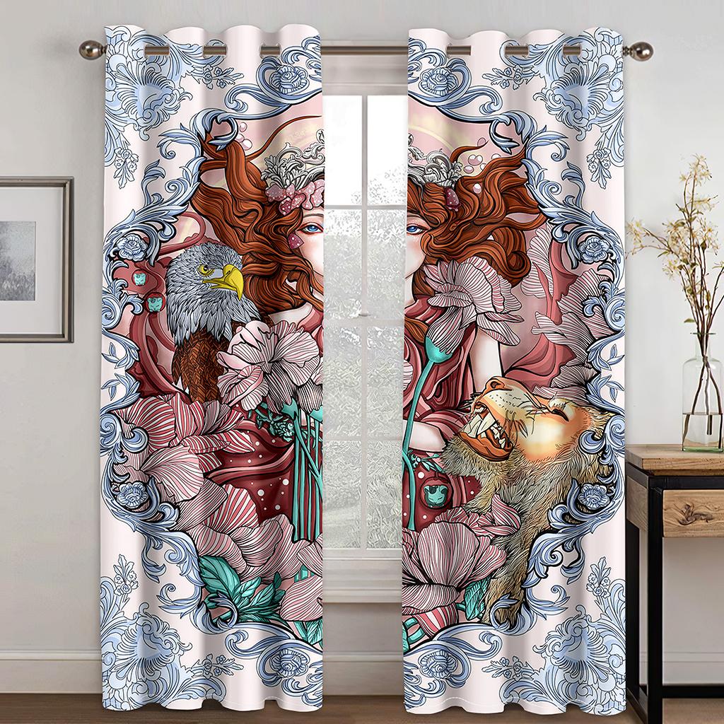 

Spring Maid Flower Fairy Girl Attractive Window Panel Drapes in Children Bedroom Living Room Hall Treatments Kitchen Decor Drapes Blinds W50 X H130(CM)X2&Grommet Top