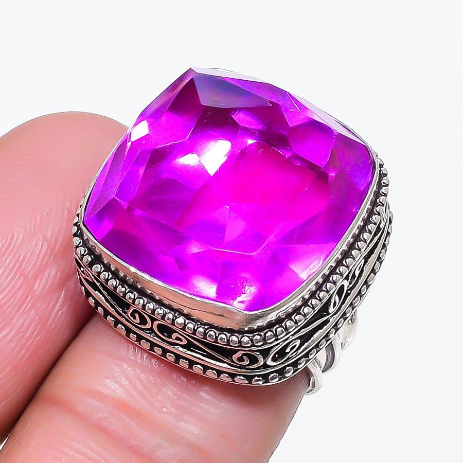 

Натуральный розовый рубеллит драгоценный камень 925 стерлинговое серебро ювелирное кольцо размер 5 T5k75