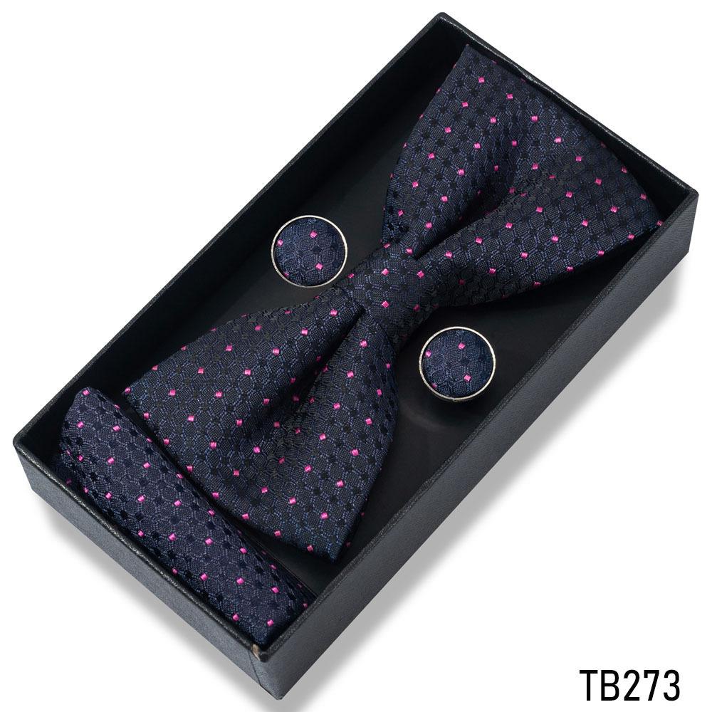 Classic Bowtie Bow Ties for Mens Butterfly Bowknot Pocket Square Cufflinks Suit Set Bussiness Accessories