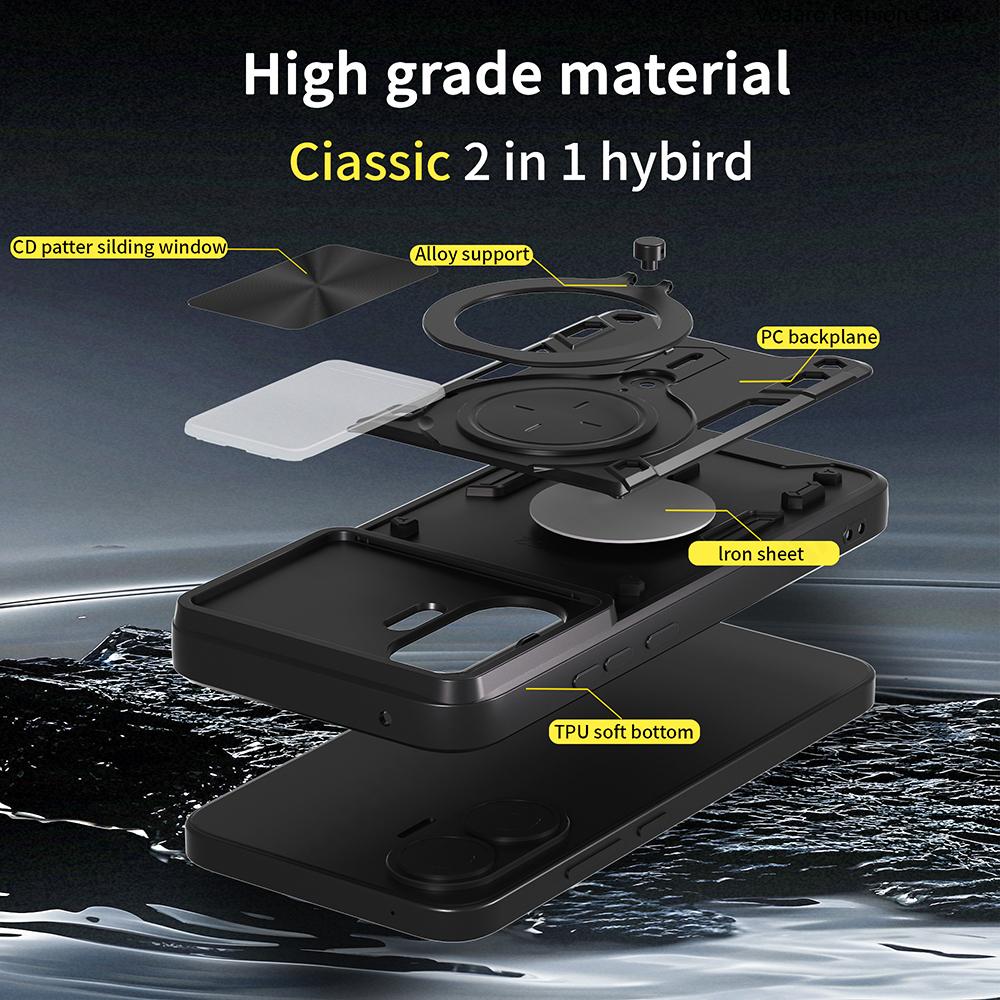 Slide Lens Camera Armor Funda for POCO F7 5G Case for Xiaomi Redmi Turbo 4 Pro 5G Case Magnetic Ring Kickstand Holder Cover