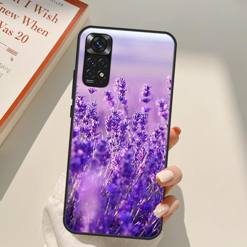 Lavender Purple Flower Case For Xiaomi Redmi Note 11 10 9 8 Pro Note 11S 10S 9S 8T K50 K40 9A 9C 10A 10C Cover