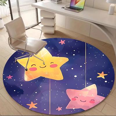 1PC Starry Night Office Round Area Rug, Indoor Mat Suitable ForOffice, Under Office Chairs Bedroom Living Room Home Decor, Room Deco, F047