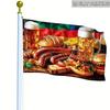 1pc Octobervuader Beer And Sausage Hamburger Flag - 2D Flat Printing Polyester Fabric, Soft, Single-Sided, Suitable for Outdoor, Yard, Garden, Outdoor
