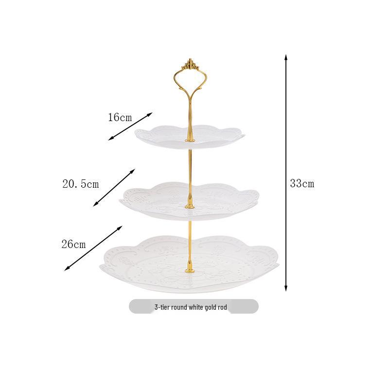 Trzypoziomowy europejski stojak na ciasto do popołudniowej herbaty - Kreatywna wielowarstwowa plastikowa taca na desery i talerz na owoce