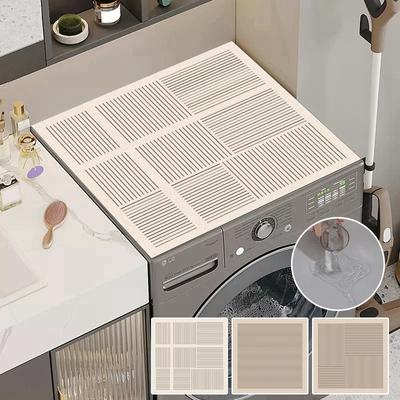 Faux Leather Washing Machine Dust Pad Simple Line Household Refrigerator Mat Desktop Decorative Tablecloth Microwave Oven Cover
