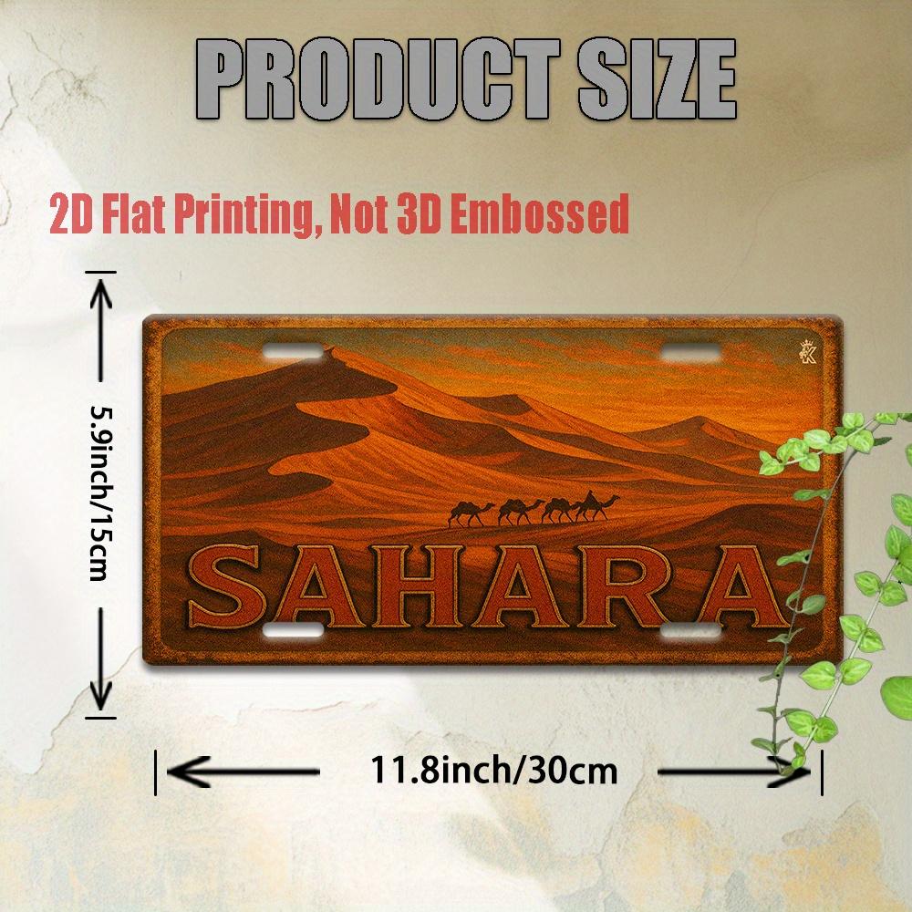 Printing, , Sahara Dunes Caravan Metal License Plate, Decorative Signs & Plaques , Vintage Aluminum Sign, Perfect for Desert