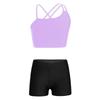 Kids Girls 2 Piece Dance Outfits Crop Top with Shorts Active Set Gymnastics Dancewear Swimwear