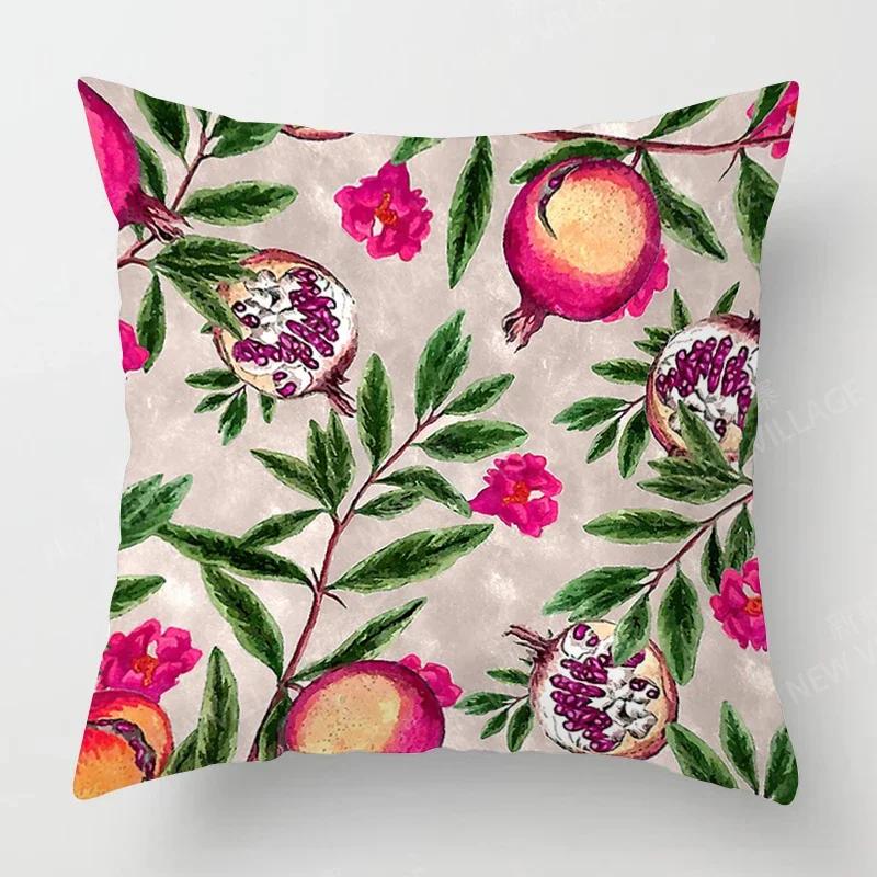 Nordic Fall Home Decor Autumn Throw Pillow Case Sofa Cushion Cover Modern Plant Green Leaf