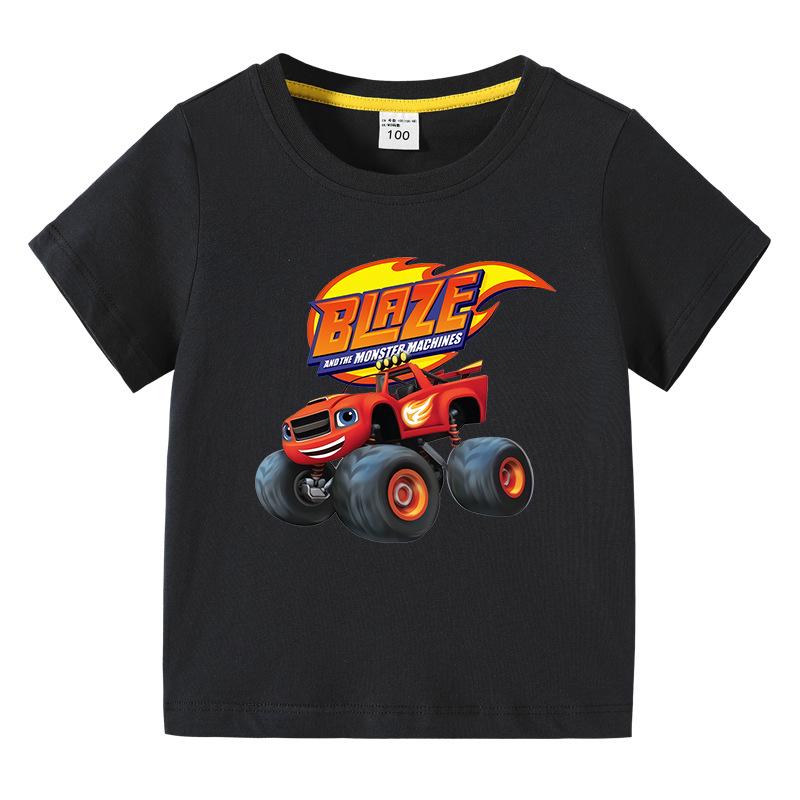2023 Kids' Cross-border Summer Short-Sleeve Cartoon Car T-shirt