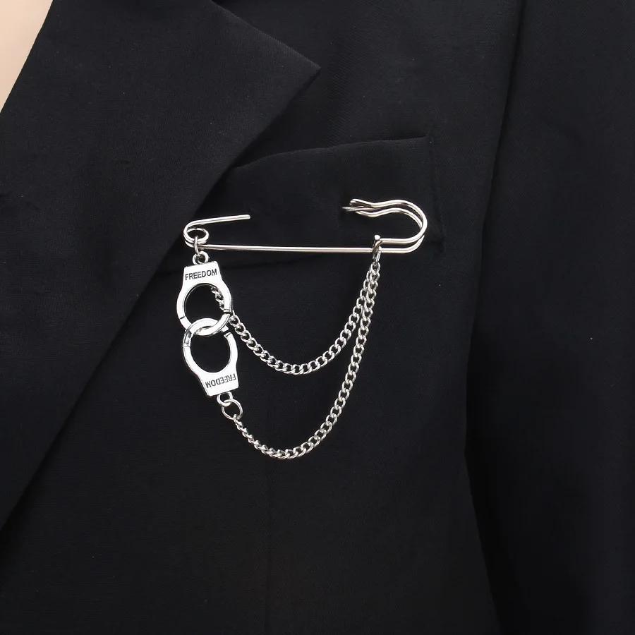 

Personality Punk Pendant Brooches for Men and Women Long Tassel Skull Cross Butterfly Suit Pins Jewelry Hip Hop Rock Accessories