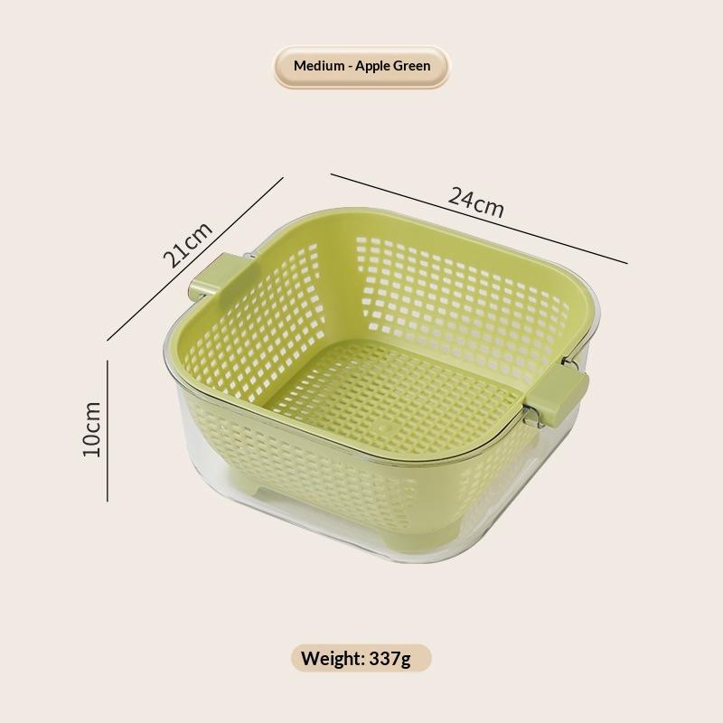 Kitchen Double Drain Basket Washing Vegetable Basket Thickened Transparent Drain Basin Multifunctional Fruit and Vegetable Basin