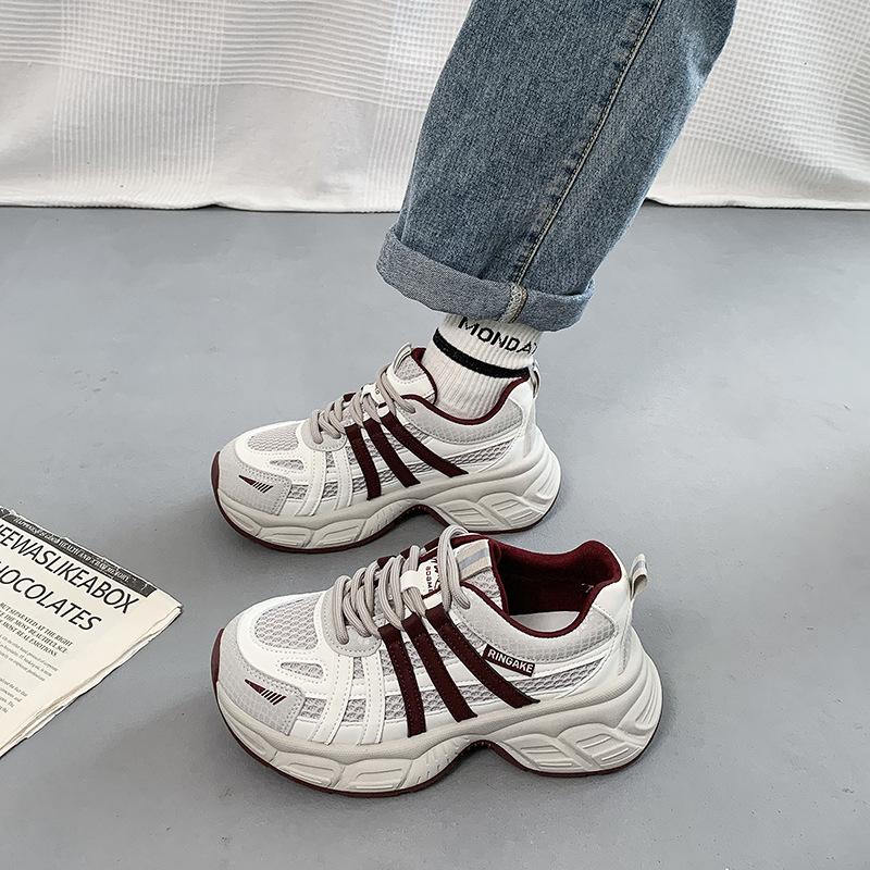 Super Fire Dad Shoes Women's 2025 Spring New Thick-soled Heightening Versatile Small Retro Lightweight Casual Sports Shoes